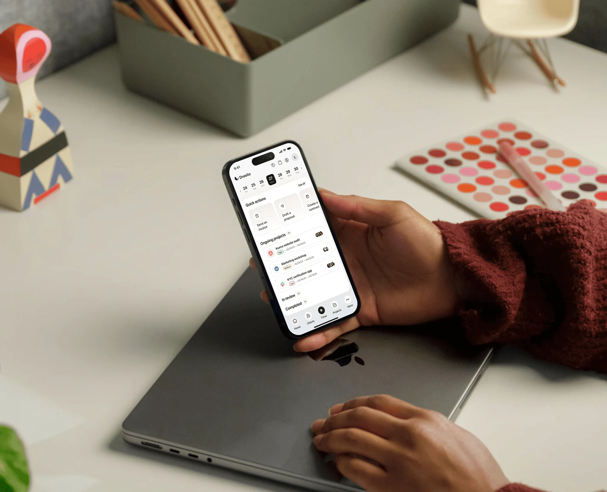 A mockup of Freelio's mobile app